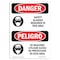 Signmission OSHA Danger, Glasses Required Area Bilingual, 14in X 10in Decal, 10" W, 14" H, Bilingual Spanish OS-DS-D-1014-VS-1560 - alternate 1
